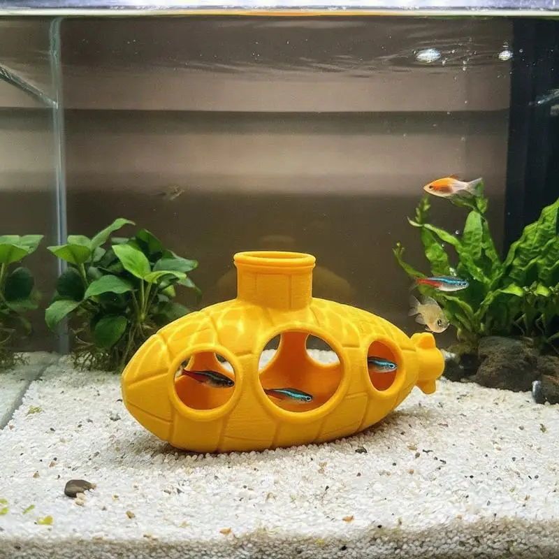 Easy to Clean 3D Printed Submarine Fish Tank Ornament Waterproof Aquarium Decor for Home Aquascape Landscaping