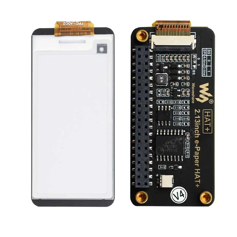 2.13inch e Paper HAT+   For Raspberry Pi /Jetson Nano /Sunrise X3 Pi /Pwnagotchi  Black-White 250x122 E-Ink