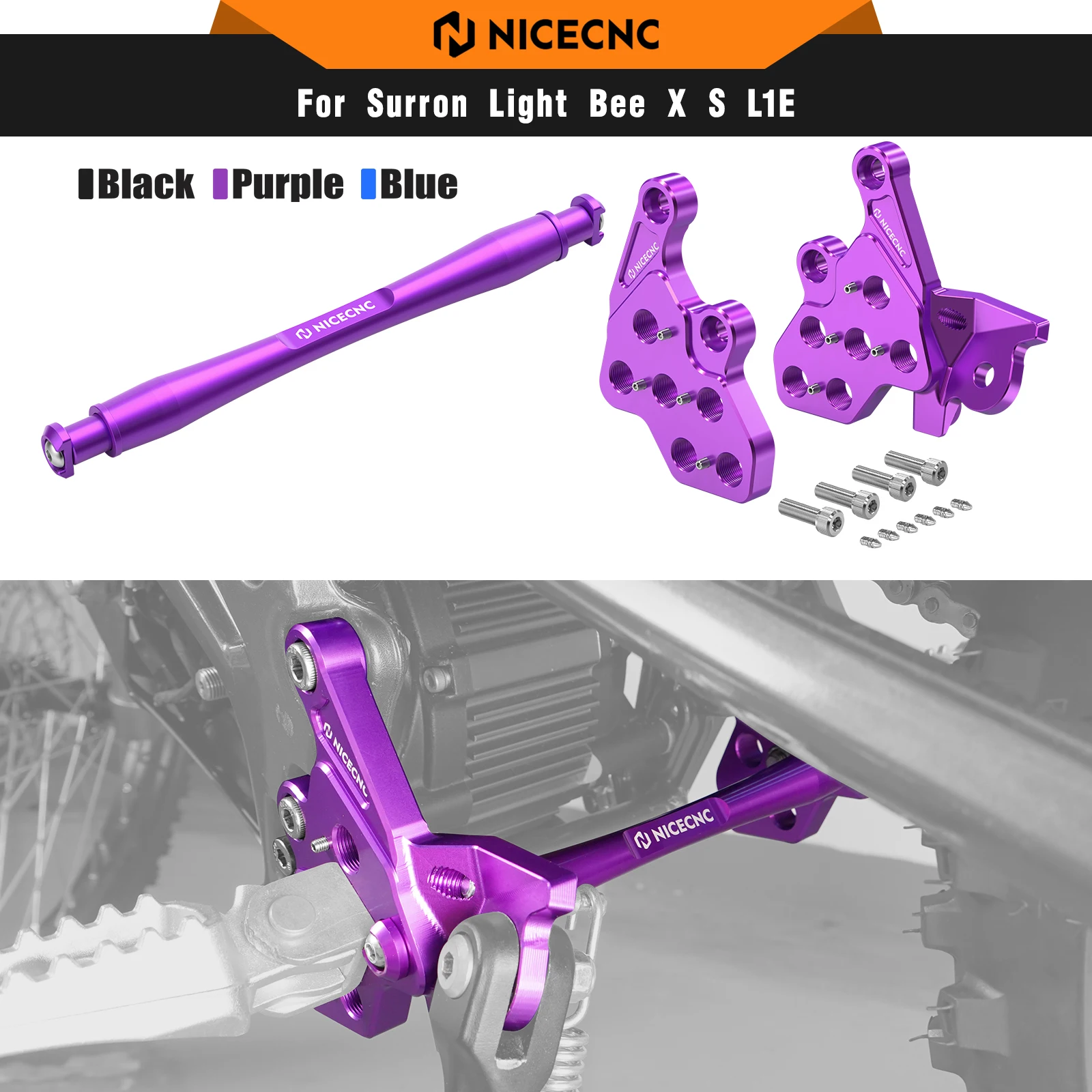 

NICECNC For Surron Light Bee X S L1E Electric Dirt Bike 2017-2025 Foot Pegs Footrest Bracket Support Brace For Segway X160 X260