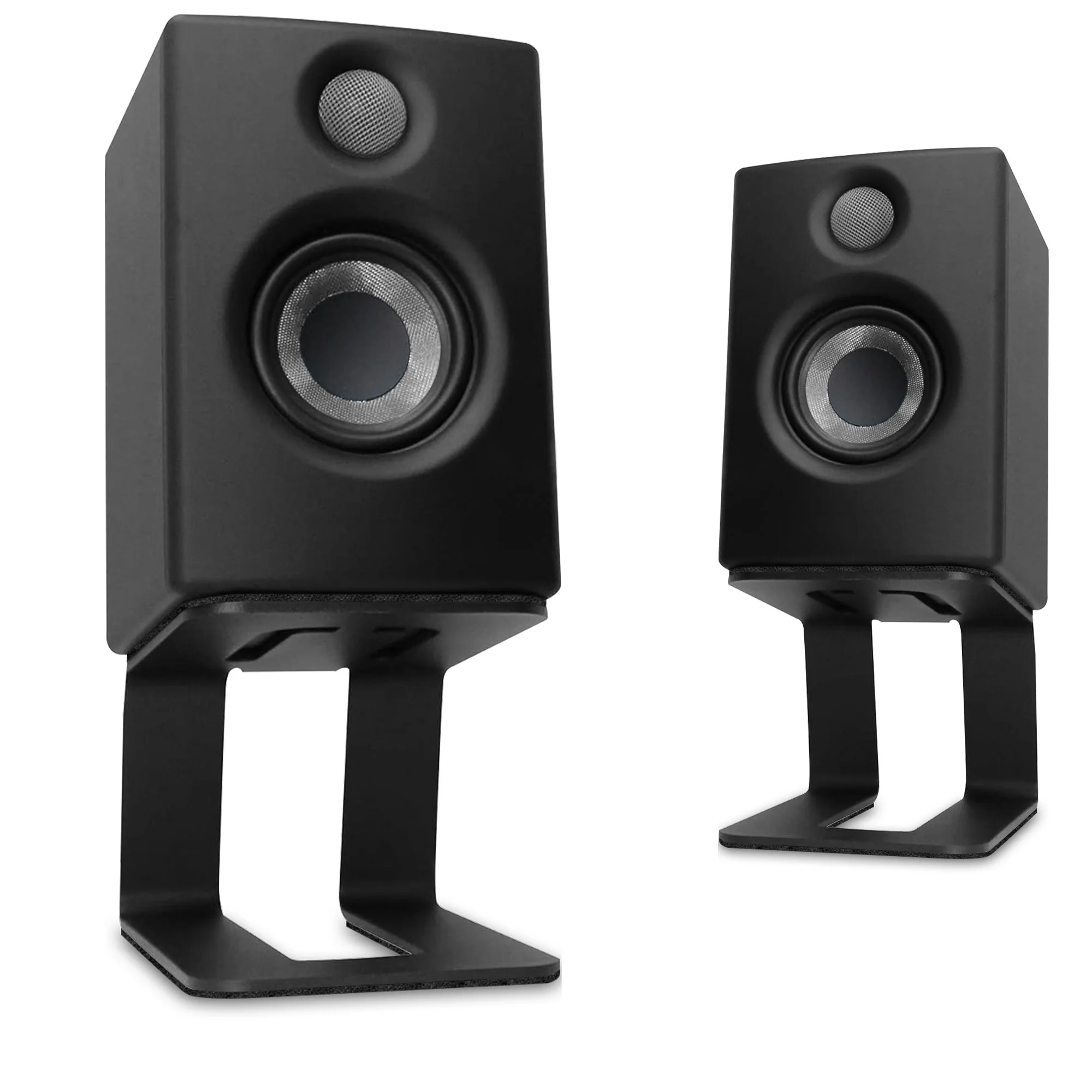 Support de haut-parleur Absorption des chocs et son stéréo amélioré, supports d'accessoires de base pour haut-parleurs de bureau, support de haut-parleur à hauteur moyenne