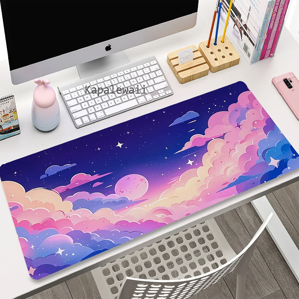 Pink Cloud Mouse Pad Pc Gamer Art Space Mousepad Gaming Speed Keyboard Pads XXL Mouse Mat Office Desk Protector Mat 80x30cm