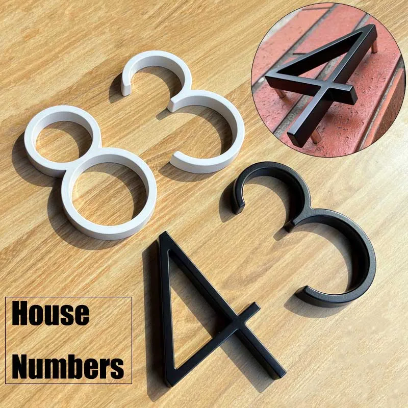 大きなモダンな文字のドア,125mm,5インチ,黒と白の数字,記号 #0-9