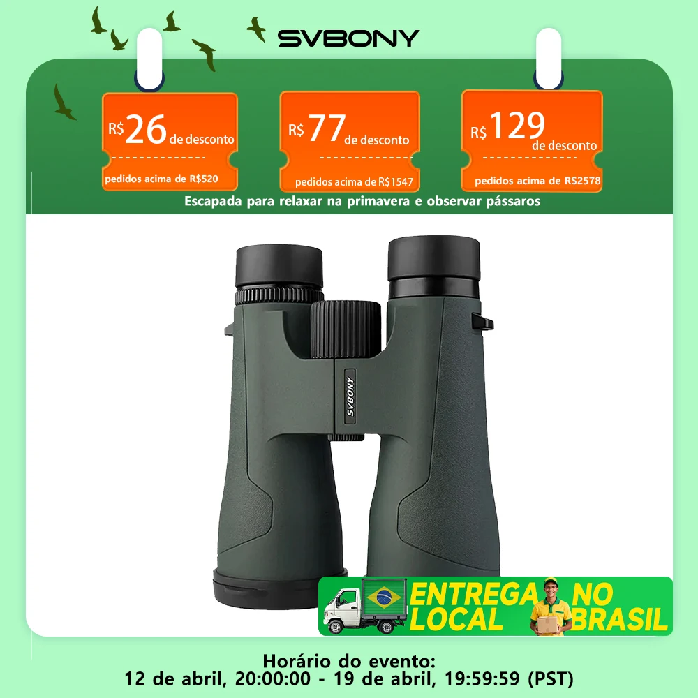 Svbony SA203  Telescópio 12x50 Binóculos Profissional Poderoso BAK4 IPX7 Equipamento de Acampamento Impermeável para Observação de Pássaros observação de estrelas