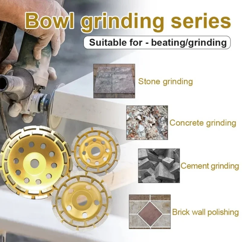 

Large Diamond Drinding Disc Stone and Concrete floor grinder wall putty angle grinder double-row grinding Cutting 100/125/150mm