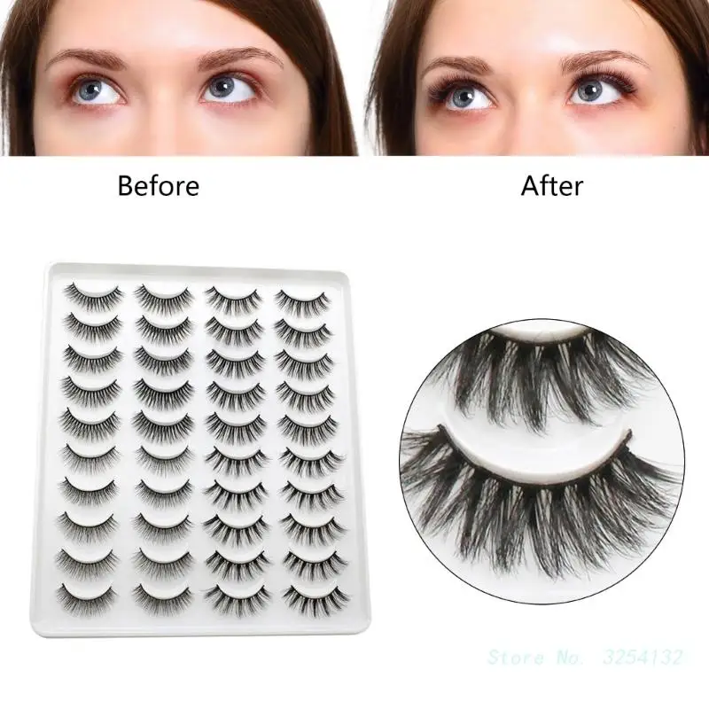 Faux cils 3D épais et fins, 20 paires, look œil de chat, 4 styles mélangés