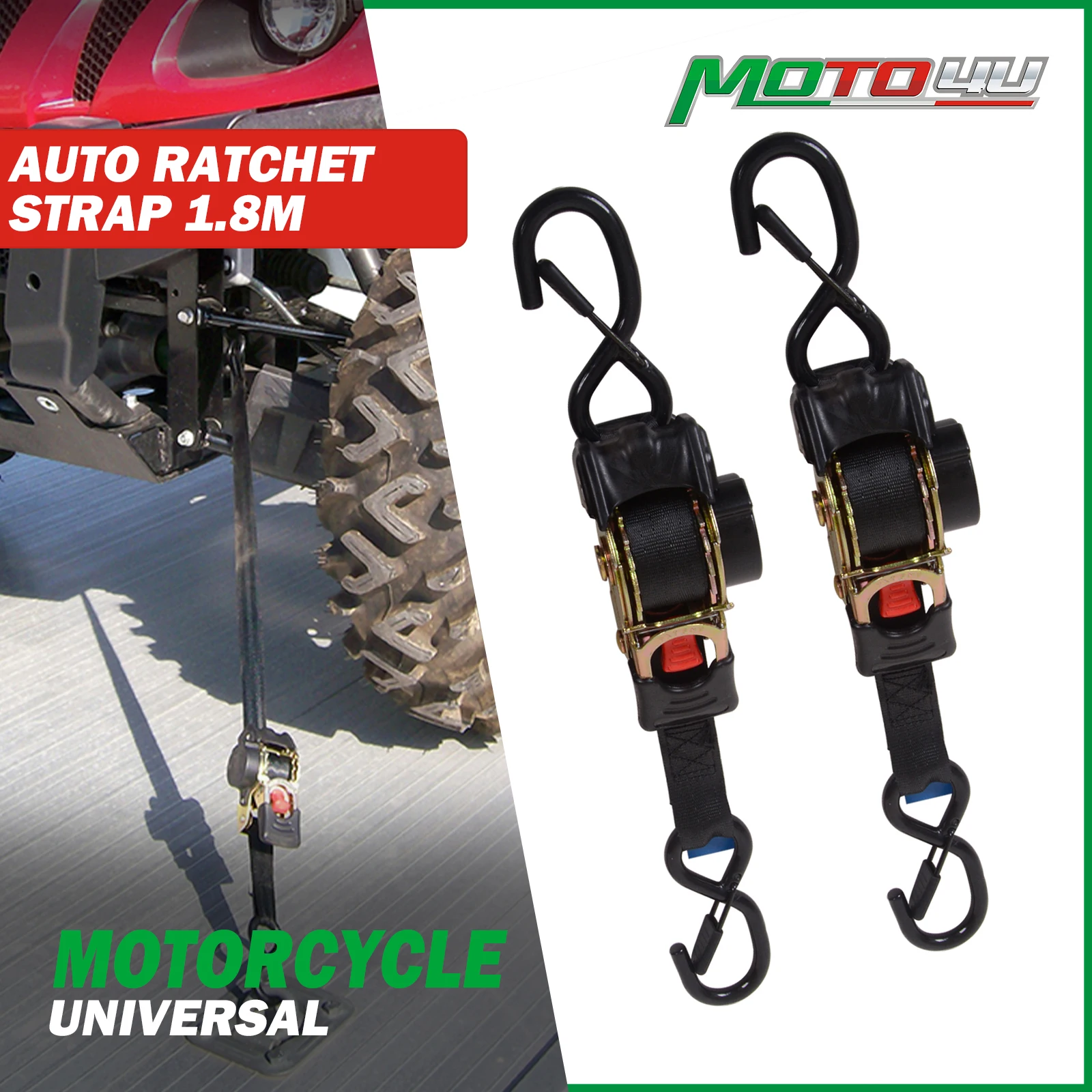 

Auto Retract Ratchet Tie Down Strap Customized Hook 25MMx1.8M/3M For Cargo Transom Securing of Loads onto Flatbeds or trailers