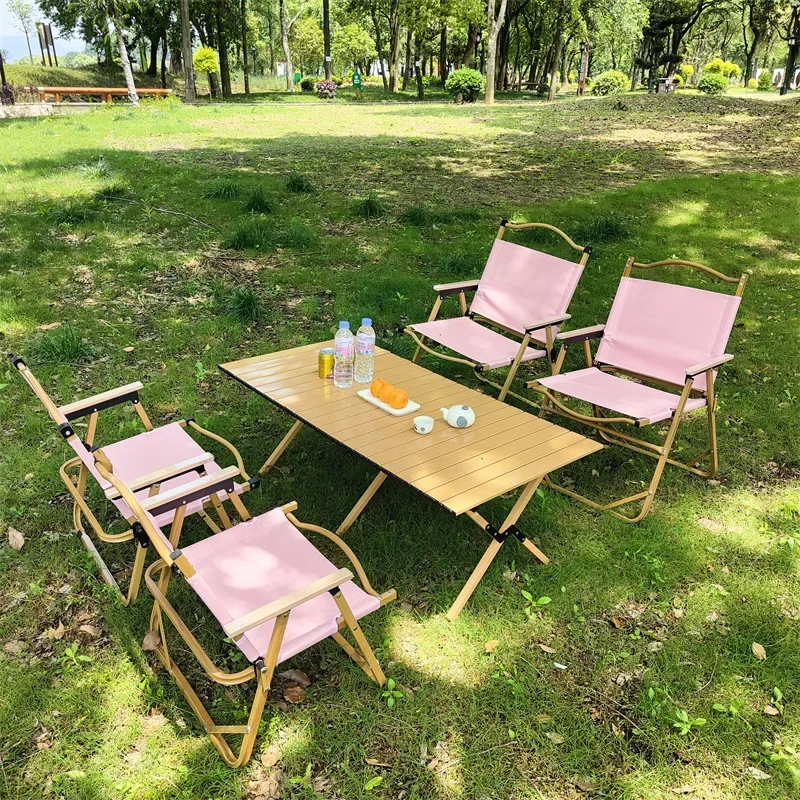 Outdoor Carbon Steel Egg Roll Table Aluminum Alloy Kermit Chair Picnic Camping Chair Stall Courtyard Folding Table Set