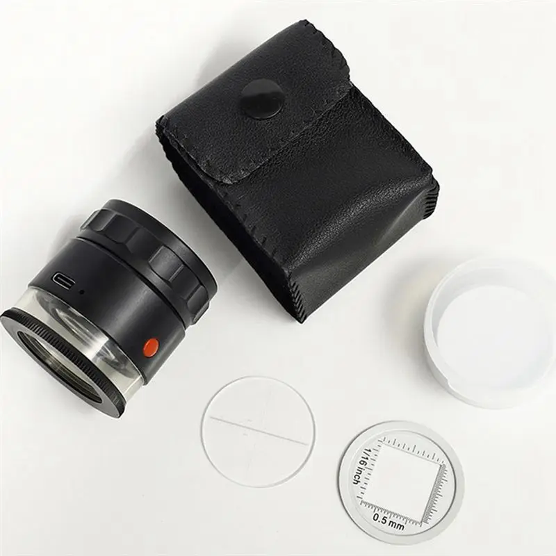 RABIT AS59~ 10X Stand Measuring Magnifier Scale Loupe LED And UV Lights Illuminated Magnifying Glass Rechargeable For Jewelry Ge