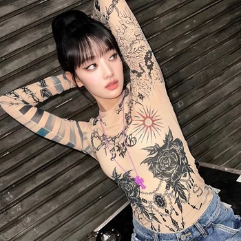 Nowy siatkowy top z nadrukiem dla kobiet Party Performance Tops Group Jazz Dance Clothes Kpop Outfit Bar Ds Dj Gogo Dancer Costume DWY9744