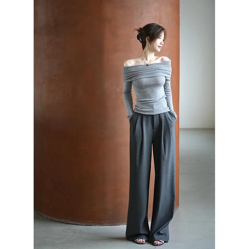 

SerioLudere ey One-Piece Lazy Egg Wide Leg Pants Casual Loose Waist Head Dragging Floor Leisure Trousers for Women