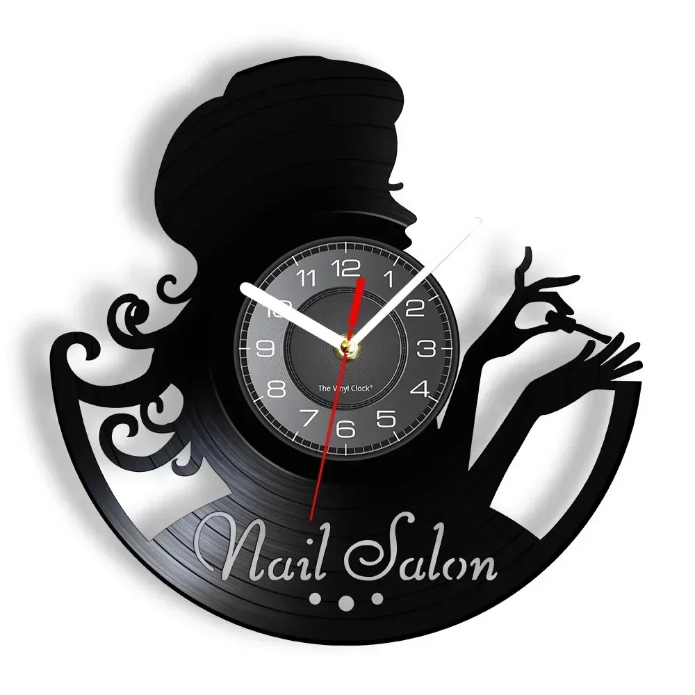 

Nail Salon Manicurist Vinyl Record Wall Clock Retro Watch Beauty Salon Manicurist Art Wall Sign Gift Creative Wall Clock