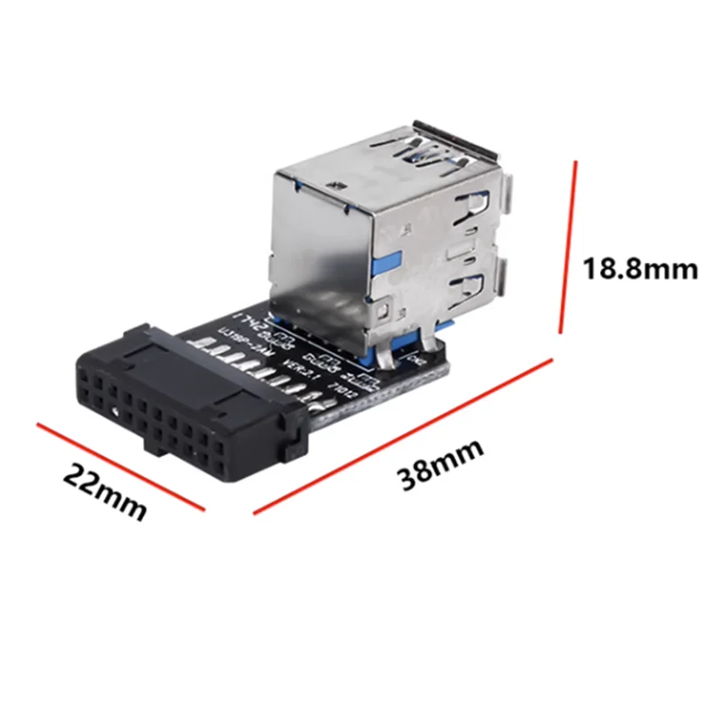 1pcs USB3.0 19PIN / 20PIN Connector to 2 Ports USB 3.0 Dual Layer Type A Female Adapter for Desktop Computer Accessories