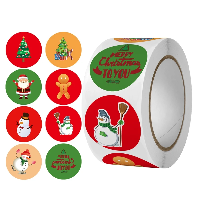 500pcs Merry Christmas Stickers Labels Christmas Tags Xmas Gift Boxes Envelope Candy Bag Sealing Stickers наклейки новый год