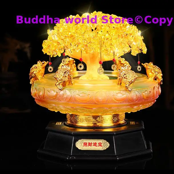 home shop company Bring wealth Money Drawing  crystal FA CAI SHU Pachira Money Tree JIN CHAN talisman statue