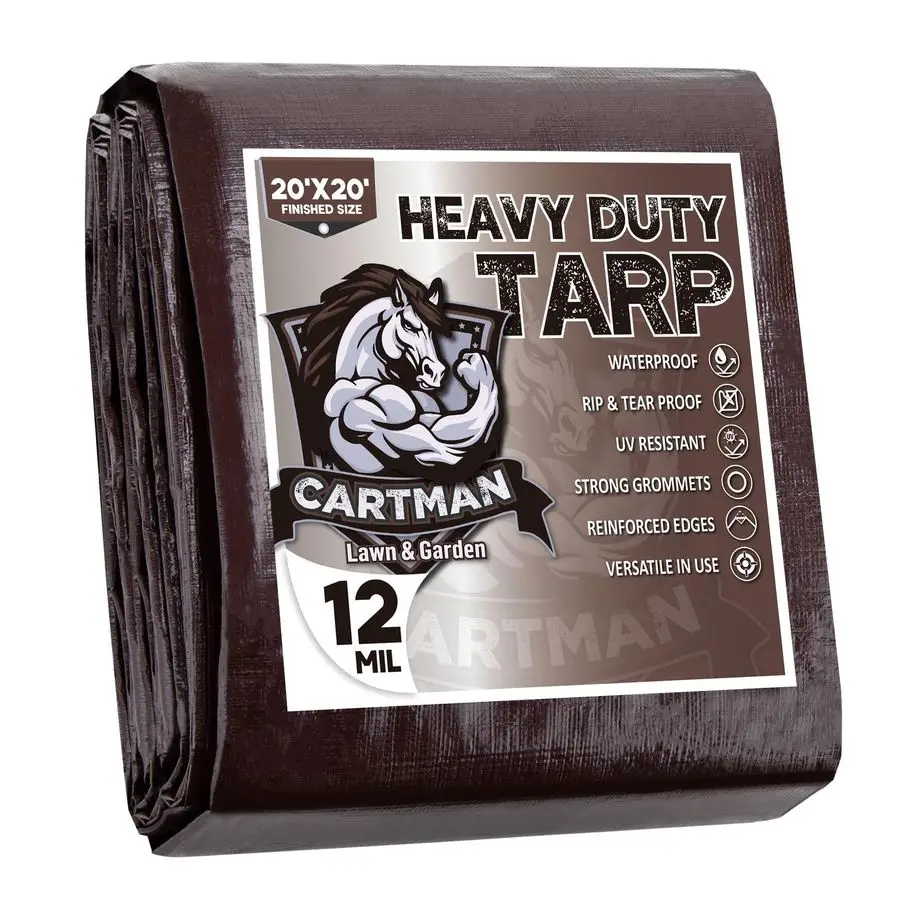 

Finished Size 20x20 Feet Extra Thick 12 Mil Heavy Duty Poly Tarp, Multipurpose Protective Cover, UV Resistant, Waterproof Poly T