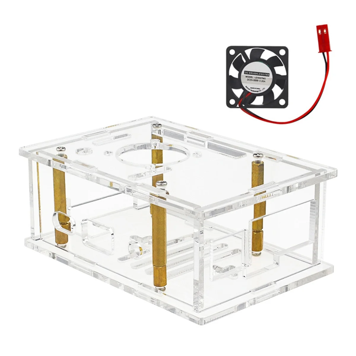 #254E For Orange Pi 4A Acrylic Shell Orange Pi Transparent Protective Box with Cooling Fan (Transparent)