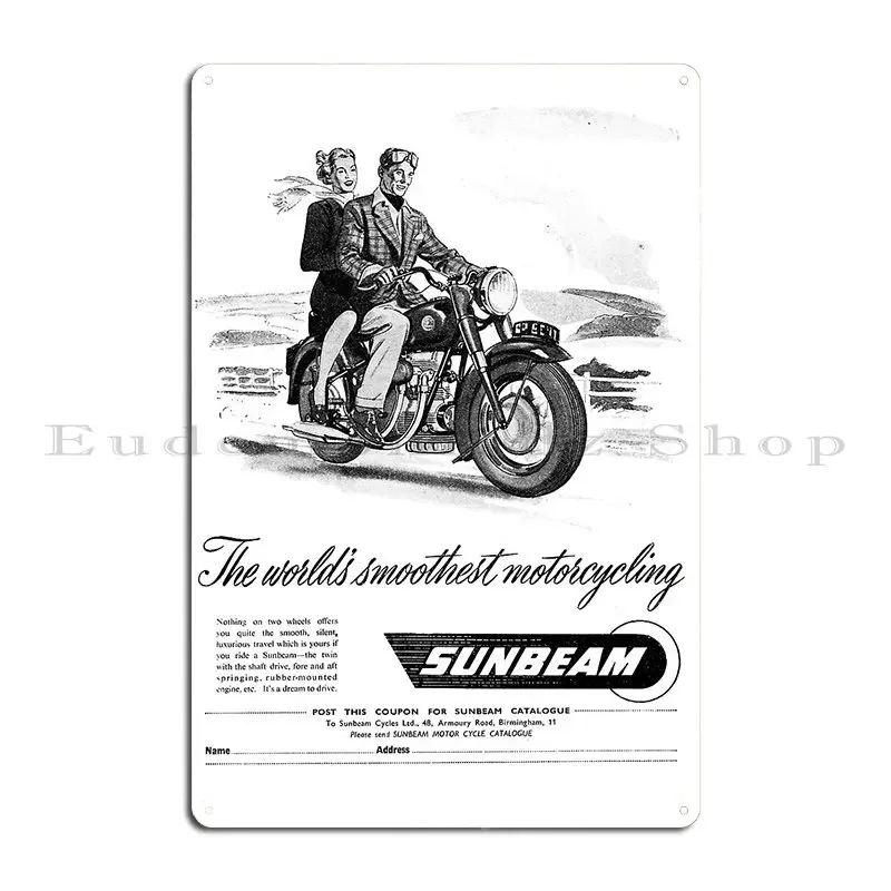 Vintage Sunbeam Classic Motorcycle Advert Metal Plaque Create Designing Wall Decor Wall Plaque Pub Tin Sign Poster
