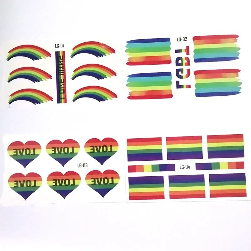 Tatuaje falso temporal Gay pegatina impermeable bandera del arco iris cara cosmética pierna brazo arte corporal para hombres mujeres 20 unids/set