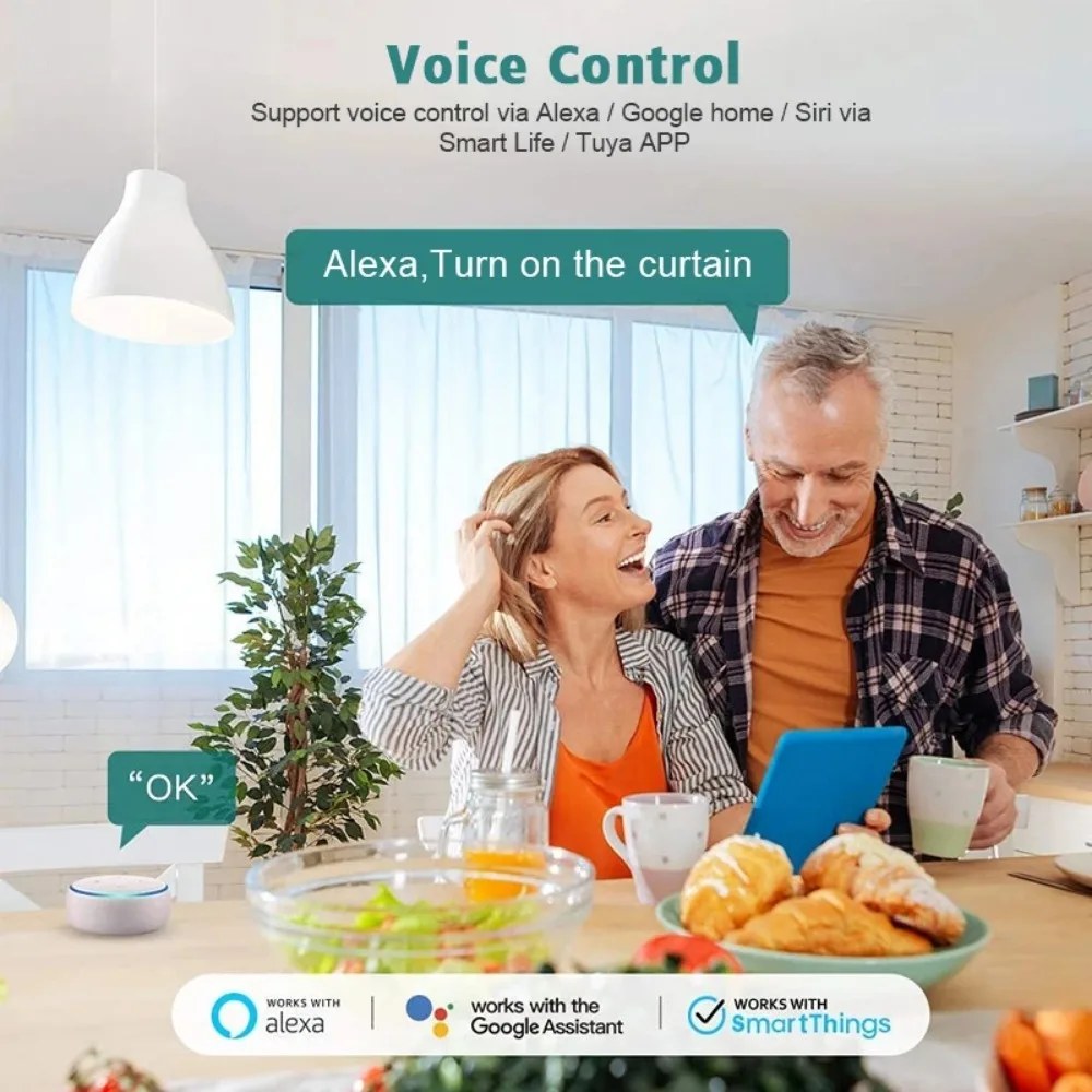 مفتاح ستارة منزلي ذكي CBE واي فاي ، تصميم يعمل باللمس للستائر الآلية ، حياة تويا الذكية ، اليكسّا ، مساعد منزلي جوجل