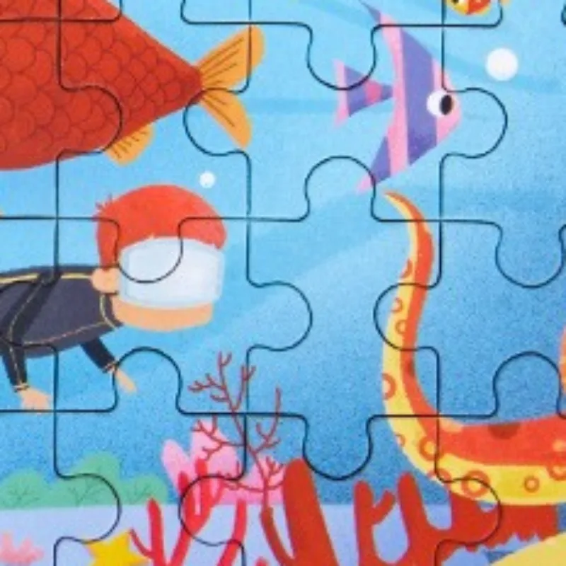 لغز صندوق حديدي مكون من 60 قطعة من عالم تحت الماء، لعبة ألغاز خشبية لرياض الأطفال والتعليم المبكر