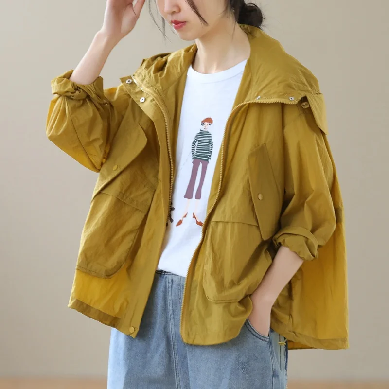 ملابس نسائية صيفية كبيرة الحجم كاجوال بغطاء للرأس للحماية من الشمس، النسخة الكورية الرقيقة، فضفاضة قابلة للتنفس، مكيف هواء... #3