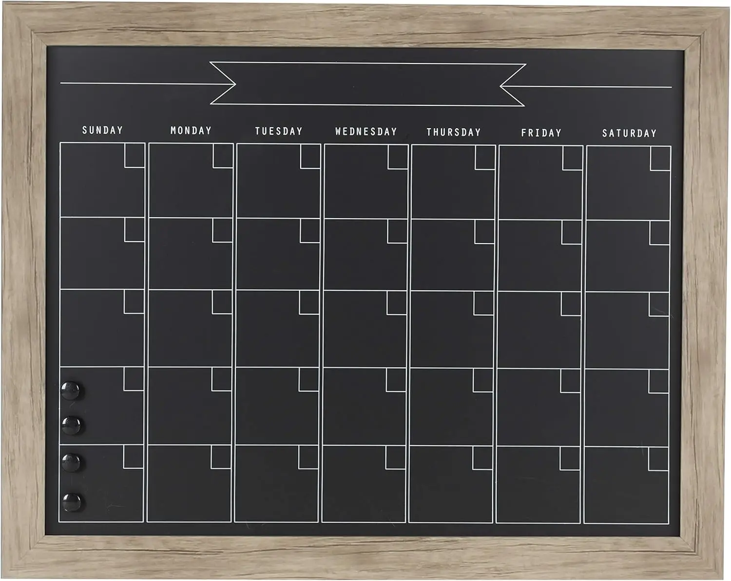 

Rustic Brown Framed Magnetic Chalkboard Monthly Calendar, 23x29 Inches, for Home Office Organization