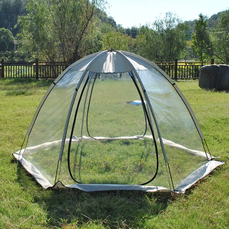 خيمة فقاعية واسعة تتسع لـ 6 أشخاص في الهواء الطلق، خيمة ألعاب شتوية شفافة للعائلة مع خيمة رياضية ببابين #5