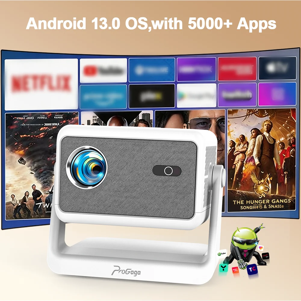 

Проектор ProGaga 700Ansi 14000 люмен PG370MAX, портативный проектор с нативным разрешением 1080P, домашний кинотеатр, 4K, Android-проектор для просмотра фильмов