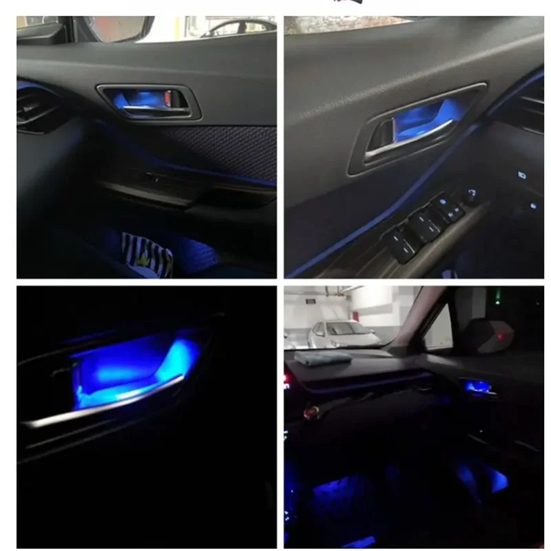For Toyota C-HR CHR 2018-2023 Inner Door Handle Bowl Atmosphere Light Car Door Bowl Handle Frame LED Ice Blue Light