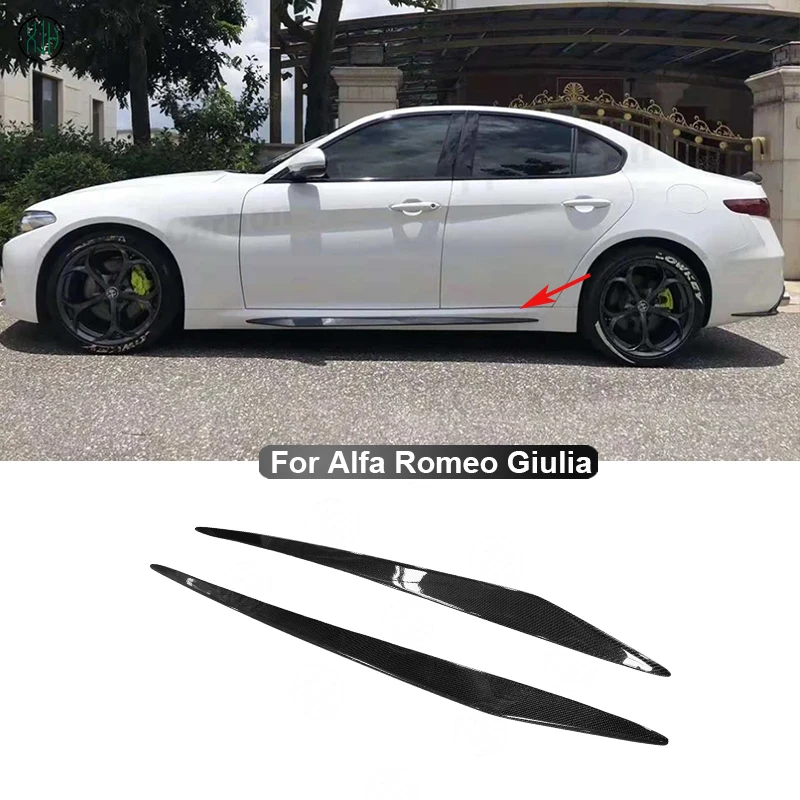 Carbon Fiber For Alfa Romeo Giulia Car Side Skirts Splitters Flaps Apron Parts Upgrade Body kit Car Accessories