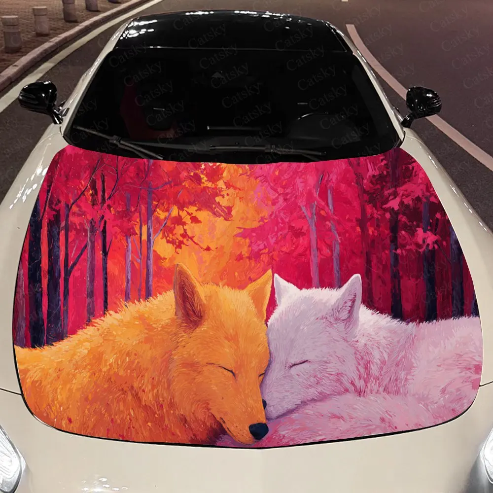 

Epic Fox Pair Auto Cover Sticker, Waterproof and Self-adhesive Auto Hood Decal, Auto Vinyl Wraps, Cool Car Exterior Decal, Holid