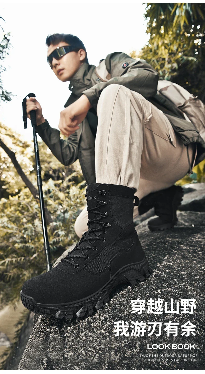 Taktische Herrenstiefel, atmungsaktiv, ultraleicht, Sicherheits-Armeestiefel für Männer, Rapid Response Desert Boots, wasserdichte Jagdstiefel zum Schnüren – Detail 4