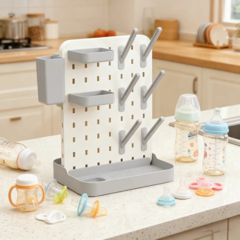 

Держатель для детских бутылочек - съемная сушилка для бутылочек, подставка для хранения чашек, подставка для слива детских сосок и бутылочек.
