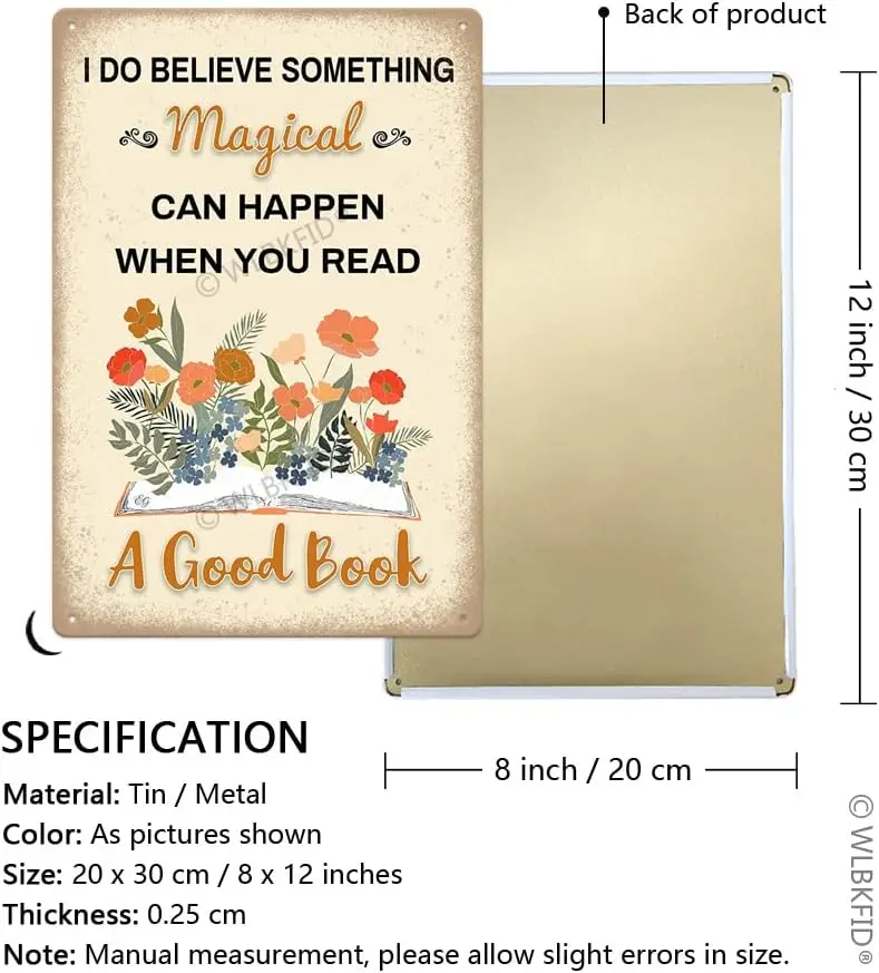 I Do Believe Something Magical Can Happen When You Read A Good Book Metal Vintage Look Decoration Art Sign Home Library