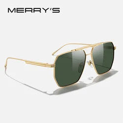 MERRYS Retro Oversized Square Polarized Sunglasses for Women Men Vintage Shades UV400 Classic Large Metal Sun Glasses S8666