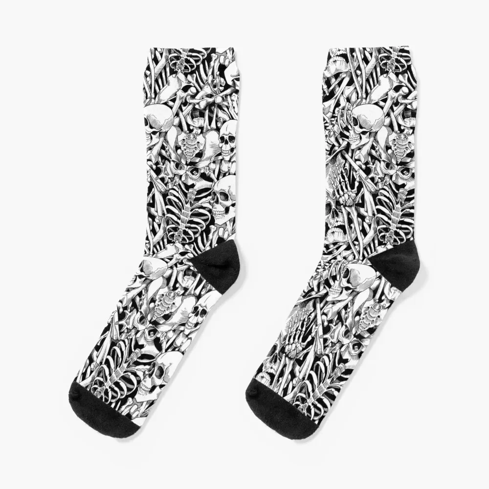 

Skulls and Bones (black / white) Socks moving stockings Crossfit Antiskid soccer new in's Men's Socks Luxury Women's