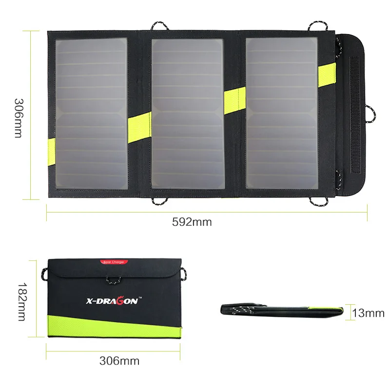 Folding solar charger 5V21W solar mobile phone charging panel, solar power bank