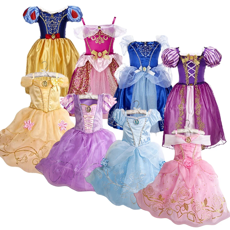 Disney Rapunzel Princess Girls Costume Party Fancy Flower Vestido Christmas Birthday Carnival Dress Up Belle Disguise Frock