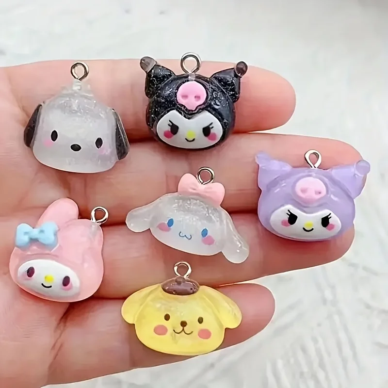 30/10pcs Mini Sanrioed Cartoon Nail Charms y2k Kawaii 3D Hello Kitty/Kuromi/Melody DIY Charms For Jewelry Pendants Making Crafts