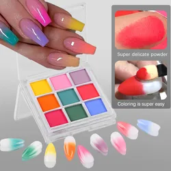 9Colors/Box Gradient Glitter Nail Powder Palette Colors Magic Mirror Pigment Rubbing Set Chrome Powder Manicure DIY Accessories