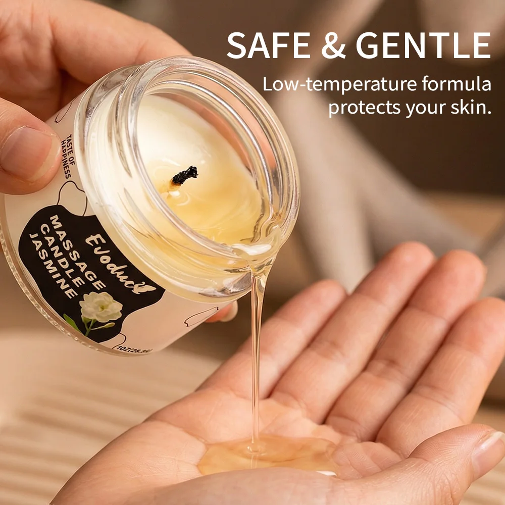 Vela de Aceite para Masajes con Jazmín y Cera de Soja, de Baja Temperatura, para el Cuidado de la Piel, Hidratante, Relajante, para Baños de Spa, Regalo para Parejas, Mujeres, Navidad