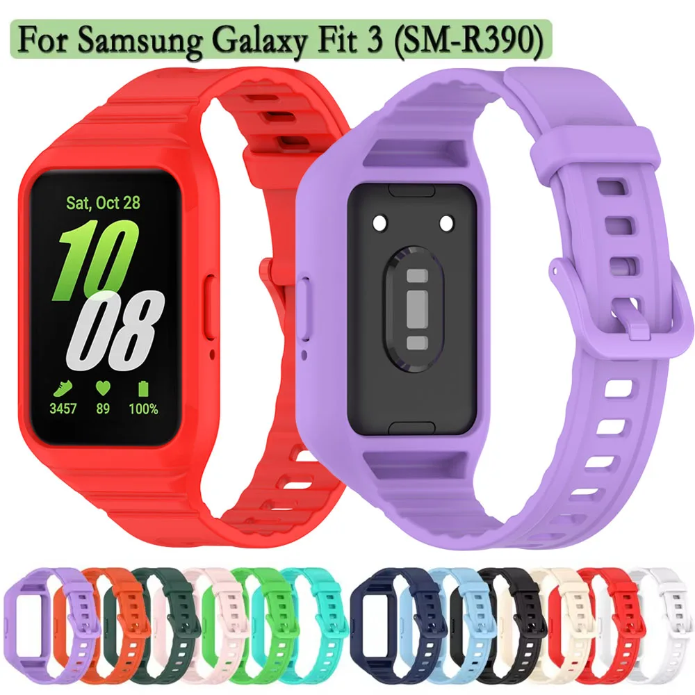 Geïntegreerde Band Voor Samsung Galaxy Fit 3 SM-R390 Fit3 Horlogeband Met Case Niet Gescheiden Verstelbare Siliconen Polsband Accessori