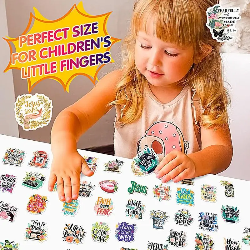 مجموعة ملصقات الكتاب المقدس ملصقات قصاصات ملهمة للكتاب المقدس 50X ملصقات يومية لطيفة ملصقات يسوع الملونة لهاتف سكوتر