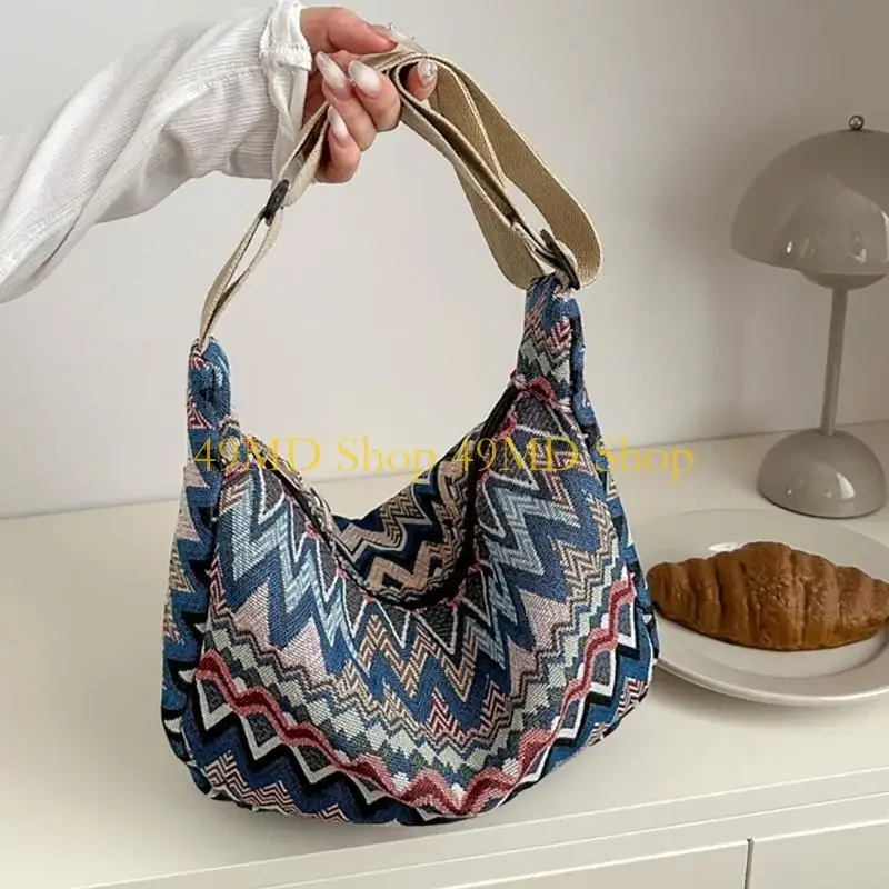 49MD Crossbody Bag for Women 2025 Canvas Bohemian Shoulder Bag Adjustable Strap for Students and
