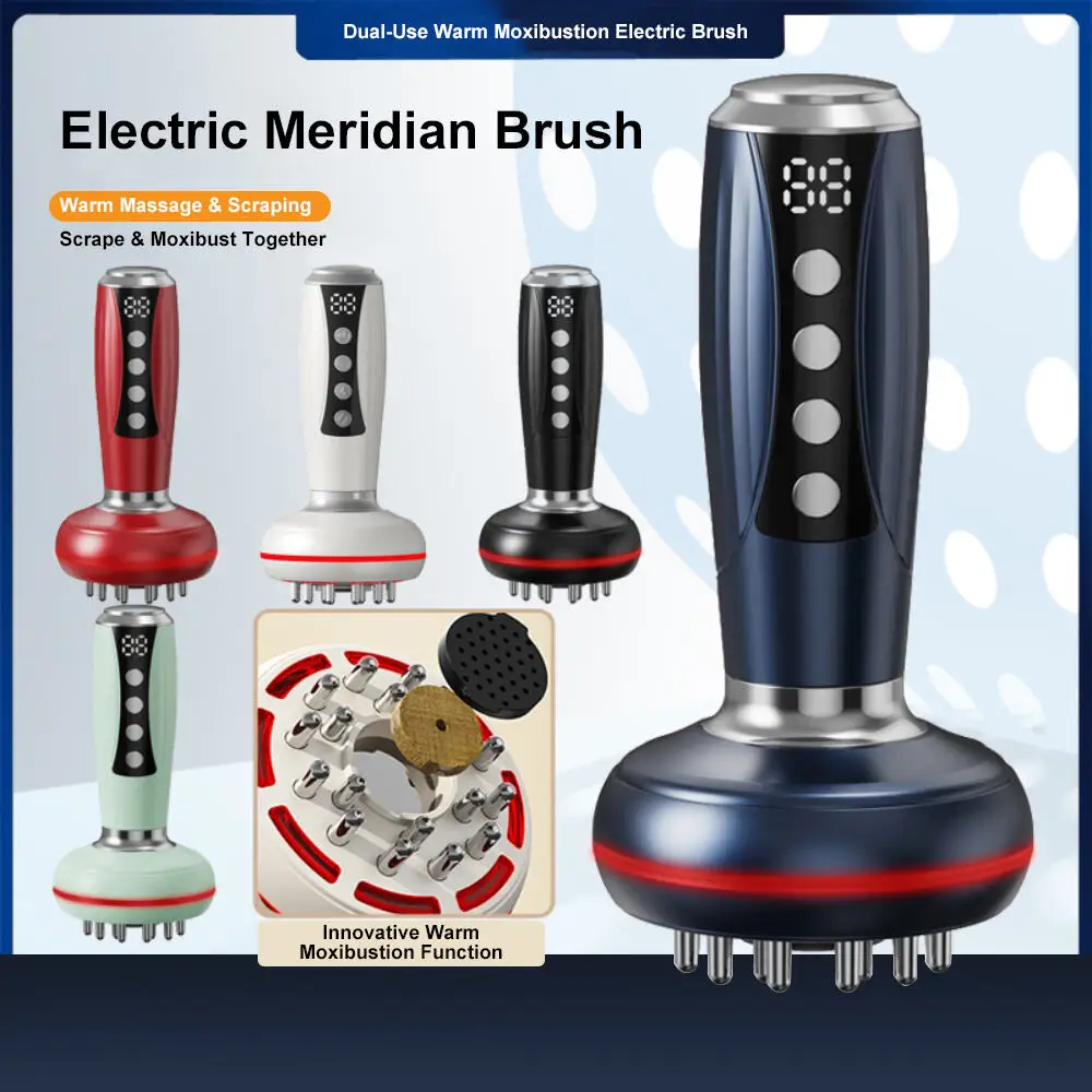 

Электрический Ems микротоковый массажер Гуа Ша, красный свет, тепловая терапия, антицеллюлитная вибрационная меридианная щетка для похудения