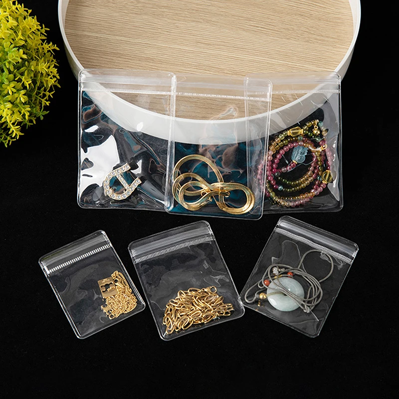 10PCS Jewelry Small Self-Sealing Plastic Zip Clear Bags PVC Clear Storage Bag For Storing Bracelets Rings Earrings Organizer