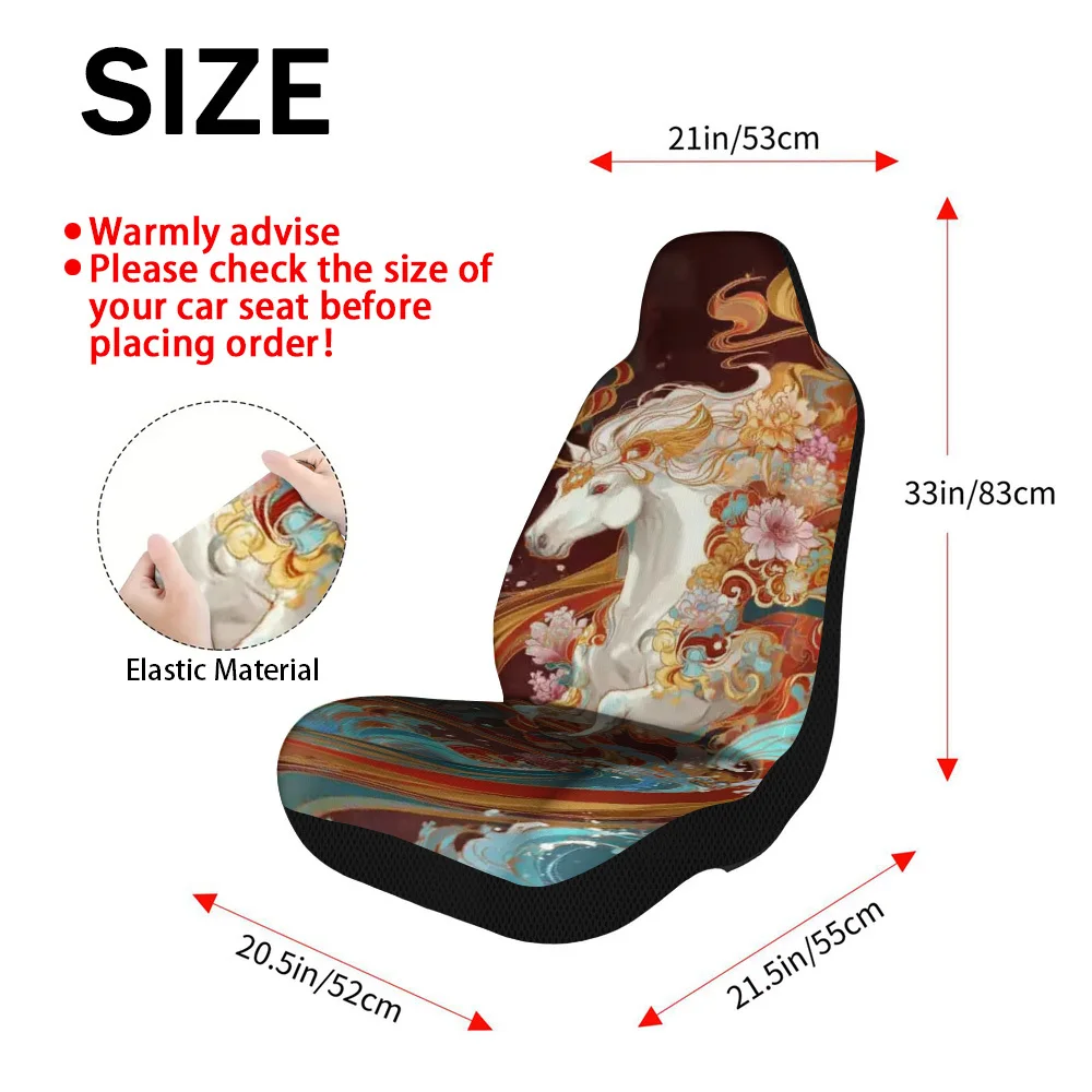 2pcs, Car Seat Covers Mythical Fiery Horse Style, Foldable And Easy To Install, Suitable For Most Sedan And SUV Front Seats, Per