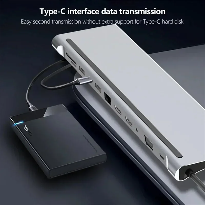 Док-станция-концентратор USB C 11 в 1, двойной HDMI-совместимый адаптер VGA USB-концентратора типа C для ноутбука, универсальная док-станция, аксессуары для ноутбуков