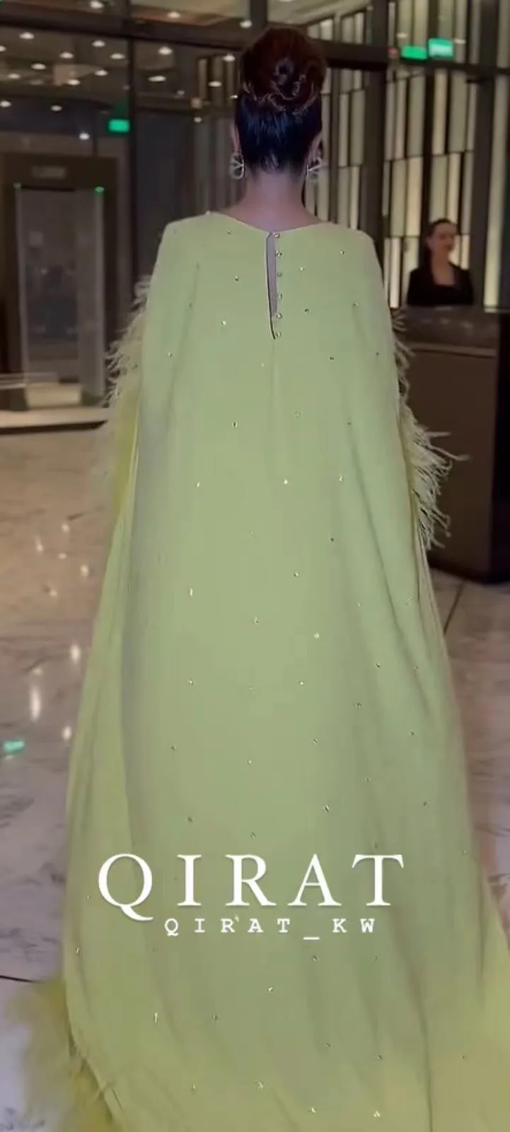 Aenyrst Elegant Yellow Mermaid Prom Dress Women\'s O-Neck Feather Beads Scarf Evening Gown Floor Length Formal Occasion Dresses