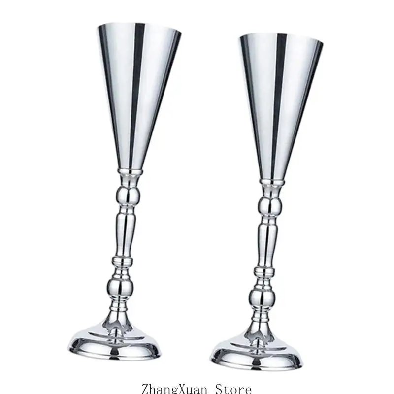 Packung mit 2 eleganten Blumenvasen aus Metall für Tischaufsätze und Heimdekoration 3XUF – Detail 10